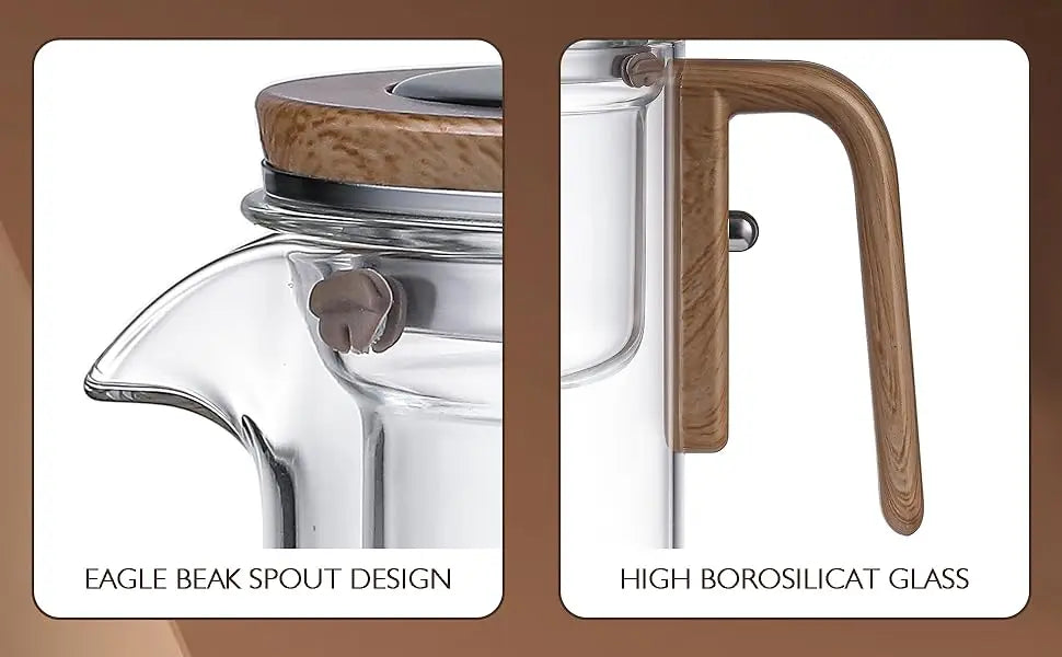 Glass Tea Pot Kettle Infuser 600ML Teapot Water Separation Inner Magnet One Click Magnetic Switch Tea Filtration Cup Set