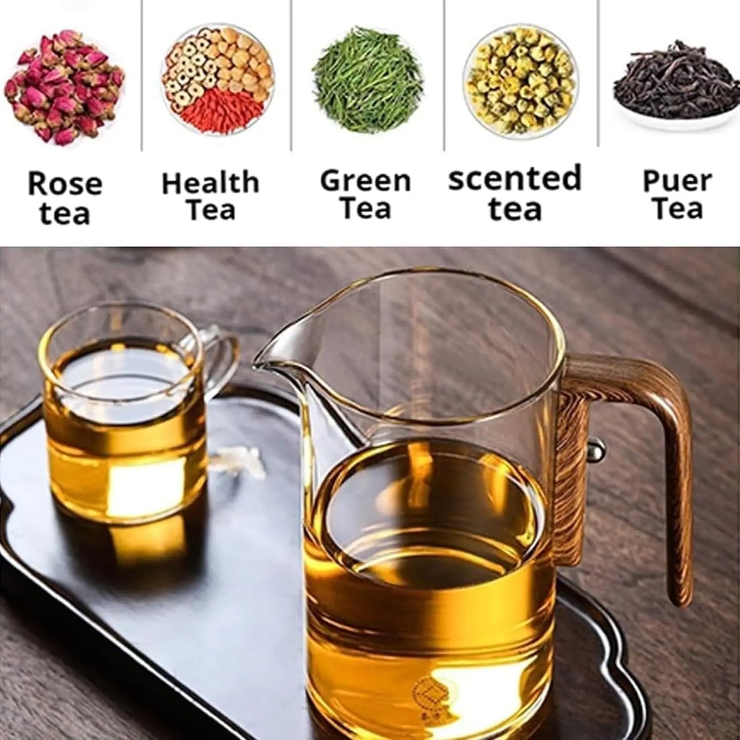 Glass Tea Pot Kettle Infuser 600ML Teapot Water Separation Inner Magnet One Click Magnetic Switch Tea Filtration Cup Set