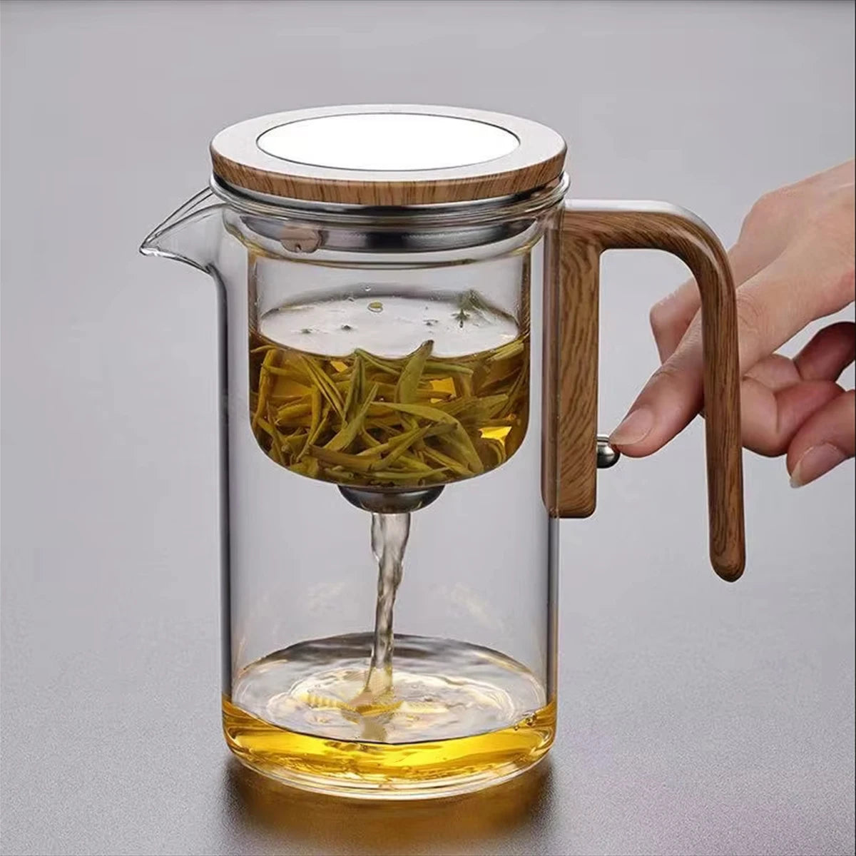 Glass Tea Pot Kettle Infuser 600ML Teapot Water Separation Inner Magnet One Click Magnetic Switch Tea Filtration Cup Set