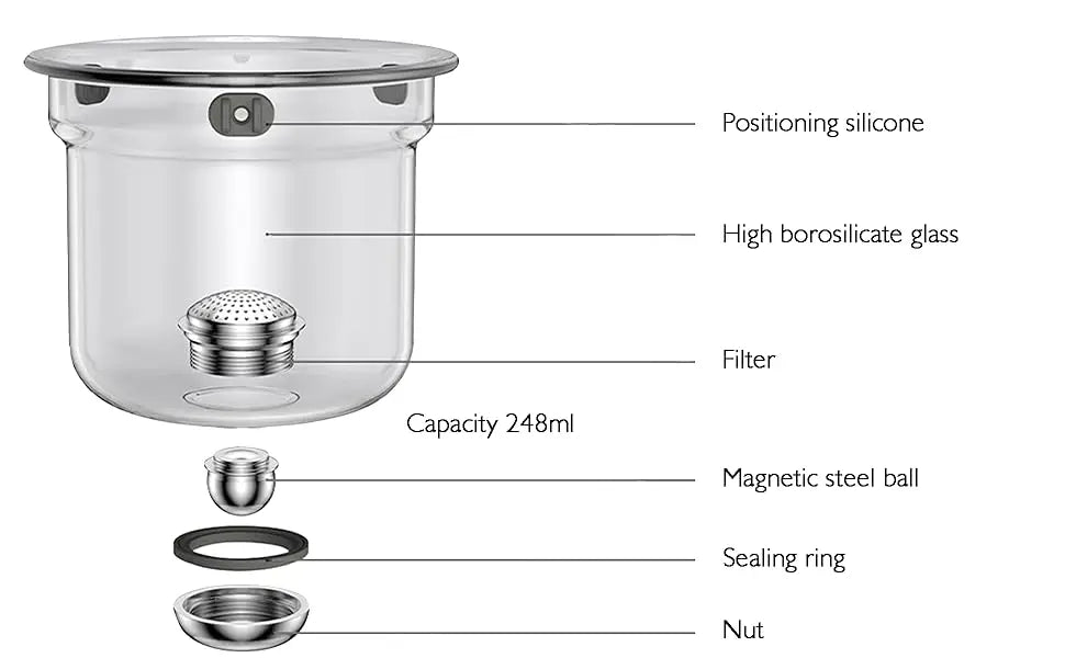 Glass Tea Pot Kettle Infuser 600ML Teapot Water Separation Inner Magnet One Click Magnetic Switch Tea Filtration Cup Set