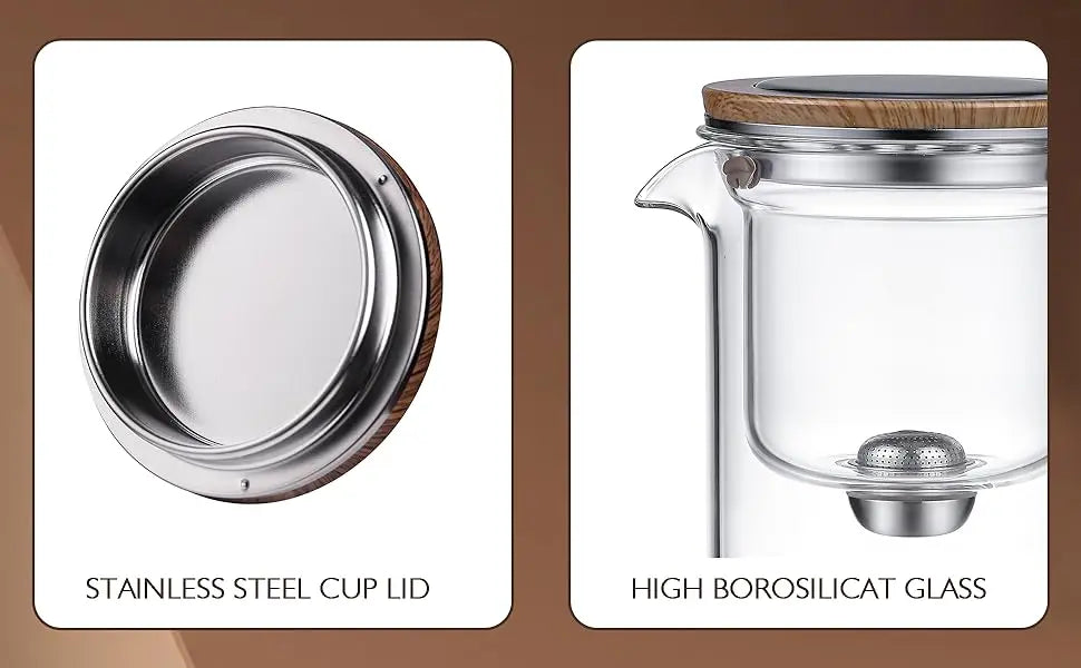 Glass Tea Pot Kettle Infuser 600ML Teapot Water Separation Inner Magnet One Click Magnetic Switch Tea Filtration Cup Set